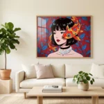 Koi in Bloom canvas artwork - wall decor with pop art - surreal room art