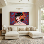 Koi in Bloom tryon canvas wall art - office decor with pop art - surreal room art