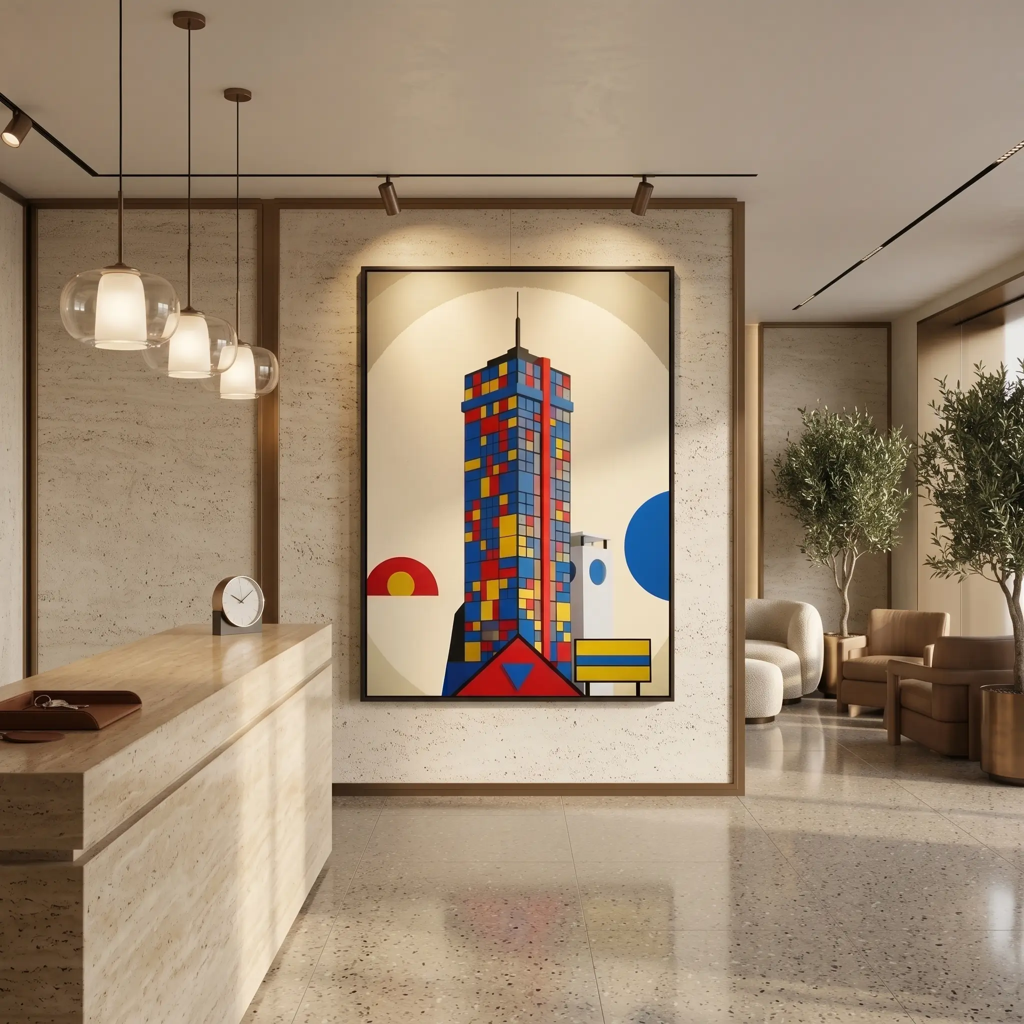 Rubik Skyscrapper Product 2 Rubiks Skyscrapper display canvas artwork - home decor with geometric art - home decor art